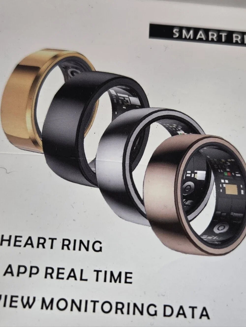 Healthy Smart Ring Black Size 8 Fitness Tracker Heart Rate Monitor iOS Android